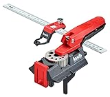 kwb Dübelhilfe/Dübellehre mit 30 cm Lineal, 3-12 mm Bohrlöcher inkl. Kernlochmaßen, Schablone zum gerade Bohren in Holz, Metall u. v. m., Dübelbohrlehre zum Verdübeln