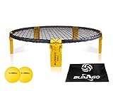 Mookis Blinngoball Roundnet Games Set bestehend aus Spielnetz, 2 Bällen, Kordelzug, Ballpumpe mit 1 Nadel und Handbuch