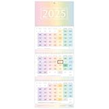 Häfft® 3-Monatskalender 2025 Wandkalender mit Datumsschieber 'Rainbow' Bürokalender, Office-Kalender, Wandplaner mit Ferienterminen & Jahresübersicht - nachhaltig & klimafreundlich