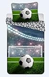 BrandMac Bettwäsche Fußball Kissenbezug 80 x 80 cm und Bettbezug 135 x 200 cm, 100% Baumwolle