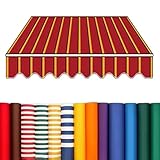 YHDMDQ Ersatz Markisentuch 3/4/5/6/7x2m Sonnenschutz Markisenbespannung Ersatzstoff Markise Canvas Wasserabweisend Markisenstoffen Mit Volant, Ohne Rahmen(Red Stripe,3x1.5m/9.8x5ft)