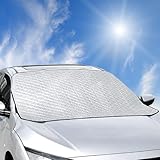 Auto Scheibenabdeckung Abdeckung 150 x 100cm Windschutzscheibe Sonnenschutz Auto Frontscheibe Winter Verdickte Anti-Schnee, UV-Strahlen, Frost, Universell für SUV Modelle