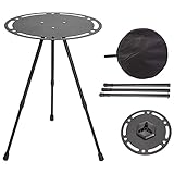 Klappbarer Campingtisch – dreieckiges Bein Design Aluminium Picknicktisch rund – tragbare, leichte Campingtische für Terrasse, Wandern, Strände, Kaffee