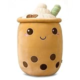 Lithyc Bubble-Tea perlen, SüßEs Bubble Tea PlüSch – squishmallows Bubble Tea,Kann als Heimdekoration verwendet Werden, als wunderbares Geschenk für Verwandte und Freunde(24cm – Braun)