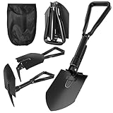 Dalephoric Klappspaten 60cm, Klappschaufel aus Karbonstahl, Camping Schaufel mit Tragetasche, Feldspaten, Schneeschieber, klappspaten Outdoor für Camping, Garten, Matsch und Schnee, Schwarz