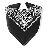 ...KARL LOVEN Bandana Schwarz 100% Baumwolle Premium-Qualität für Damen Herren Halstuch Kopftuch original Paisley Muster Headwear Haar Schal Ansatz Handgelenk Kopf Biker