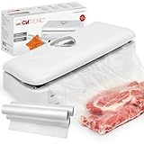 Clatronic Vakuumiergerät | Vakuumierer | Folienschweißgerät | Sous Vide | Lebensmittel bis zu 8x länger Frisch | Inkl. einer Rolle Folie (3 m) | Schweißen und Trennen in einem Arbeitsgang | FS 3261