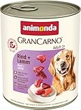 animonda GranCarno Hunde Nassfutter mit Rind + Lamm (6 x 800 g), getreidefreies Hundenassfutter ohne Zucker, für ausgewachsene Hunde, mit frischen fleischigen Zutaten
