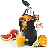 LEBENLANG Orangenpresse elektrische Edelstahl 600W - Inkl. Edelstahlkegel & BPA-Frei I Hohe Saftausbeute für Orangen & Zitronen I Elektrische Saftpresse elektrisch Entsafter Zitruspresse Fruchtpresse