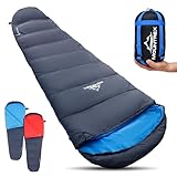 MOUNTREX® Schlafsack - Kleines Packmaß & Ultraleicht (760g) - Outdoor Sommer Schlafsack, Mumienschlafsack (205x80cm) - Kompakt, Warm und Leicht für Camping, Reise oder Festival - Koppelbar