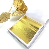Sufune 100 Blatt Imitation Blattgold,9 * 9cm Blattgold,Goldpapier zum Basteln,Blattmetall, Blattgold Acrylmalerei,zum Basteln DIY Crafting