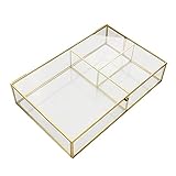 Lanlousy Transparente Glas-Schmuck-Organizer-Box Make-Up-Organizer-Box Staubdichte Organizer-Box L