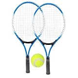 Mutuer Tennisschläger-Set für Kinder - 2 Schläger, 1 Weicher Ball, 1 Tragetasche - Anfänger-Übungsset für Kleinkinder im Innen- und Außenbereich (Blau)