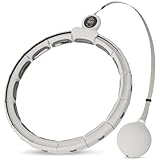 Smart Hula Hoop Reifen Erwachsene, Smart Hula Hoop Leise mit Zähler, Fitness Hula Hoop mit Gewicht Kugel, Hula Hoop Reifen zum Abnehmen Reifen für Frauen Weiß bis zu Größe XL