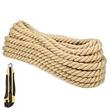 Juteseil 20 Mm 10 M, 4-SträNge Natürliches Dekoseil, Dickes Juteseil Tauziehen-Hindernisseil Gedrehtes Seil Gartenseil für Innen- Und Außen-DIY-Dekoration, Wanddekoration, Schaukel.