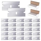 Vlecexs 200 Stück Ceranfeldschaber Klingen, Ceranfeldschaber Ersatzklingen aus Edelstahl, Schaber Klingen, Doppelseitige Schaberklingen, Herdkratzer Ersatzklingen für Glasschaber Kochfeld Schaber