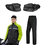 Motorrad-Regenanzug für Herren – Regenanzug für Herren – reflektierender, leichter Regenmantel mit Stiefeln, Overall, Poncho für Jagd, Bauarbeiten, Angeln, Camping, Radfahren, Wandern, Pendeln