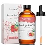 PHATOIL Hagebuttenkernöl Bio Kaltgepresst 118ML, Rosehip Seed Oil USDA Organic 100% Rein Natürlich, Hagebuttenöl Vegan Hexanfrei für Haut, Haare und Nägel, Feuchtigkeitspflege Gesichtsöl, Körperöl
