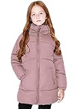 SOLOCOTE Mädchen Wintermäntel Heavyweight Mediun Länge Warme Jacken Daunenähnliche Baumwolle Watte Outwear 80817 Rosa 9-10Y