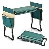 Robuste Garten-Kniebank und Sitz, tragbar, faltbar, Gartenhocker mit großer Werkzeugtasche, bequeme EVA-Schaum-Polsterung, ideal für Senioren, Männer und Frauen, perfektes Gartengeschenk