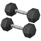 SONGMICS Hantelset, Hanteln 2er Set, Hexagon, Kurzhantel-Set, insgesamt 10 kg, für Workout, Fitnesstraining, Gewichtheben für Zuhause, Fitnessstudio, tintenschwarz SYL050B01