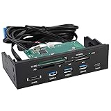 143 Kartenleser Intern Kartenlesegeräte PC-Frontplatte,5.25 Zoll PC Multifunktionale Dashboard Media Frontplatte, Case Front USB Port Cardreader Intern, für M2-, MSO-, SD-, MS-, XD- und 64G-CF-Karte