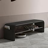Generisch Schuhbank aus Metall mit Lederkissen, stilvolles Eingangsregal, Aufbewahrungsregal, Flur für Wohnzimmer & Eingangsbereich, modernes Design, platzsparende Möbel