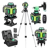 Weytoll Kreuzlinienlaser mit Stativ, 16 Line Laser Level IP54 Wasserwaage, 2400mAh Akku*2, mit Teleskopstativ für Verlegung Bodenfliesen, Installation Trennwänden Kreuzlinienlaser Grün kit
