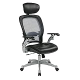 Managerial Mid-Back Chair,27-1/2'x27'x44',Black Leather/Mesh, Sold as 1 Each