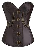 KUOSE Damen Vollbrust Faux Leder Steampunk Corsage Korsett Übergrößen S-6XL