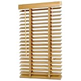 Sekey Jalousie Holzjalousie 50mm Holz jalousien Jalousette Echtholz Anpassbare Jalousie 80x130cm Naturholzfarbe