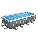 Bestway Power Steel Frame Pool Komplett-Set mit Sandfilteranlage 488 x 244 x 122 cm, grau, eckig