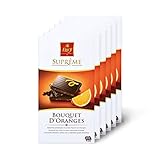 Frey 6x Suprême Noir Bouquet d'Oranges - Zartbitterschokolade mit einem Hauch von Orange - Original Schweizer Schokolade - Großpackung 6x Schokoladentafeln 100 g - UTZ-zertifiziert - Premium