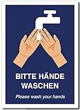 Frank Paperman | Aufkleber Hände | Maske | Abstand (Aufkleber Schild Bitte Hände waschen (DIN A6))