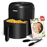 Noaton Heißluftfritteuse 2 L, Ölfreie Air Fryer für 1-2 Personen, 6 Programme, Timerfunktion 1-60 Minuten, Digitales Display, 1000 W, 80-200 °C, Inklusive Rezeptbuch, Spülmaschinenfest, Schwarz