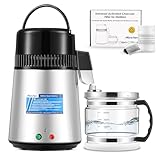 Hanchen Wasser Destilliergerät Wasser Destillierer 1L/H Wasserdestilliergerät Destilliertes Wasser herstellen 750W Edelstahl Distilleranlage mit Glaskanne | Reinwasser destilieren für Haus Labor
