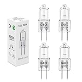 BROTOU G4 Halogenlampen, G4 Halogen Leuchtmittel 20W 12V 2800K 300LM Dimmbare G4 Halogen Glühbirnen für Backofenlampe Mikrowellen Herd Deckenleuchten (4er)