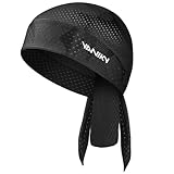 YANIKY Sports Bandana Cap UV Schutz Atmungsaktive Kopftuch Herren Damen Schnelltrocknend Durag Unter Helm Für Sommer Outdoor Sportarten Laufen (DE/NL/SE/PL, Alphanumerisch, Einheitsgröße, Schwarz)