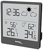 techno line WS9138 moderne, kleine Wetterstattion mit Wettervorhersage und Wettertendenz, Innen- und Außentemperatur, HIntergrundbeleuchtung, klares LCD Display ohne verschwimmen der Anzeige