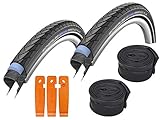 Schwalbe Reifen 40-622 Marathon Plus Set: 2x Fahrradreifen für Trekking- und Crossbikes, inkl. 2x Schwalbe Schlauch SV17, inkl. SKS Reifenheber