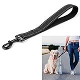 Hundeleine Kurz,Kurzleine Hund mit Gepolsterten Griff,Kurzführer Hund(32 cm Länge,2.5 cm Breite) für Trainingsleine,Reflektierend Nylon Hunde Schleppleine für Große Mittlere und Kleine Hund Schwarz