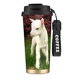 HKHLHLH Reisebecher mit Ziegenkaffee, 316 Edelstahl, mit Umhängeband, heiß und eisgekühlt, isolierter Becher