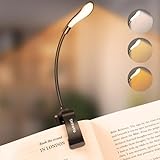 Leselampe Buch Klemme, Buchlampe, USB Wiederaufladbare Klemmlampe, Stufenlose Helligkeit Augenschutz Klemmleuchte, 3 Farbtemperatur Modi(Warm/Kühl/Weiß), 360 ° Flexibel Leselicht für Nachtlektüre