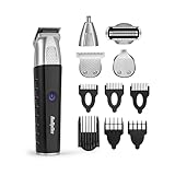 BaByliss Lithium Power 11-in-1 Multi-Trimmer – Kabelloses Grooming-Kit mit Barttrimmer und Nasenhaarschneider, wasserdicht, ideal als Geschenk für Männer, Schwarz/Grau, MT812E
