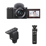 Sony Alpha ZV-E10L | APS-C spiegellose Wechselobjektiv-Vlog-Kamera + Shotgun Mikrofon ECM-B10 (Kompakt, Kabellos, Batterielos), ECMB10.CE7 + GP-VPT2BT Bluetooth Handgriff