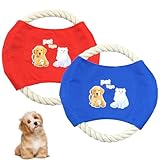 KASESSS 2 Stück Frisbee Hund, 18cm Hundefrisbee, Interaktiv Hunde FrisbeeS, Hund FrisbeeS Ungiftiger Bissresistan, Frisbee Hunde Perfekt für Hundetraining, Werfen, Fangen und Spielen (Blau,Rot)