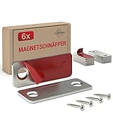 LouMaxx Magnetschnäpper selbstklebend - Haltekraft 8kg - 6er Set aus Edelstahl – Ultradünner Schrankmagnet – Möbelmagnete – Tuer Magnetverschluss Edelstahl– Magnethalter Schranktür für sicheren Halt