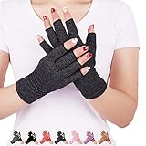 DISUPPO Arthritis Handschuhe – Rheumatische Arthritis Kompressionshandschuhe für Schmerzlinderung, Gaming Tippen, Fingerlose Handschuhe für Männer und Frauen (Schwarz, M)