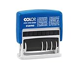 Colop Mini-Datumstempel S 120/WD mit Deutschem Datum und 12 typischen Bürotexten, Abdruck 2farbig blau/rot, im Blister, 6,80 x 2,80 x 7,10 cm, 105015