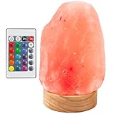 VicBou Himalaya Salzlampe, LED Salzkristalllampe mit Echtholzständer-Fernbedienung-USB-Pakistan Himalaya 7 Farben LED-Glühbirne für Schreibtisch, Zuhause